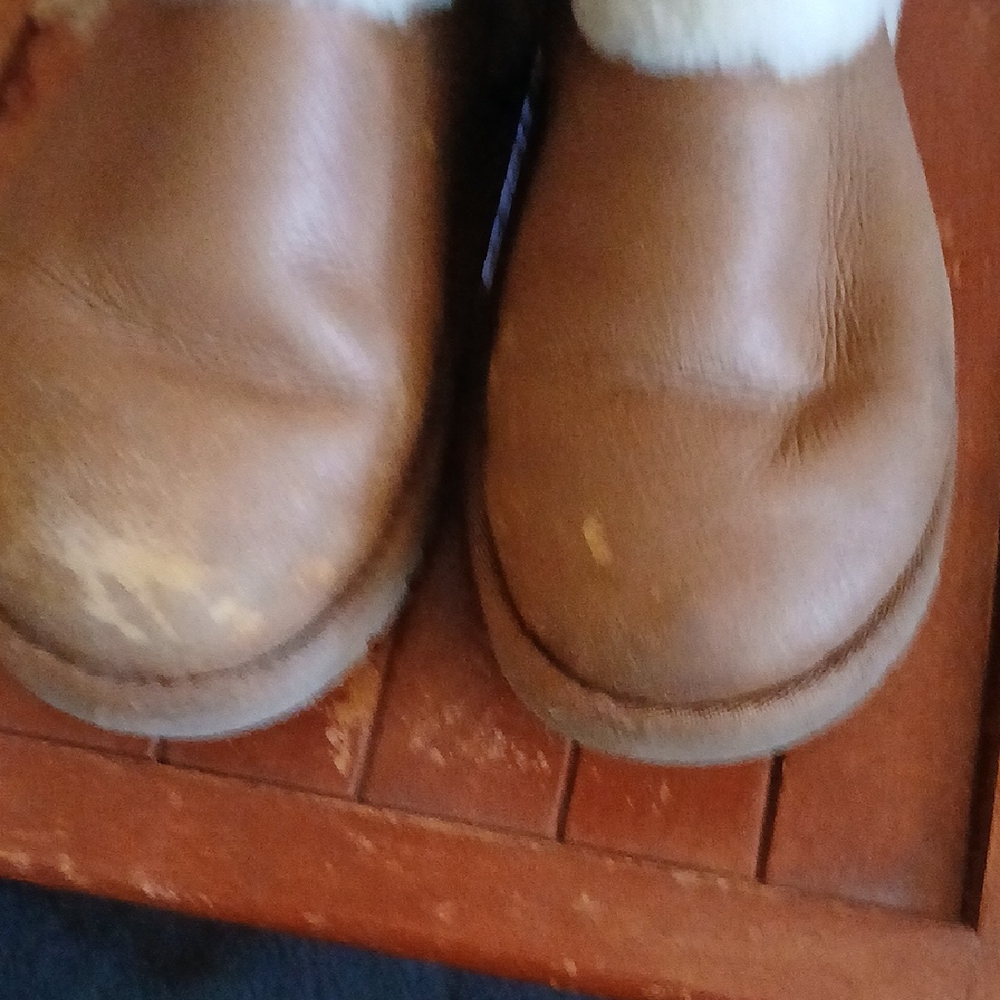 UGG Tan Ankle Boots with White Trim